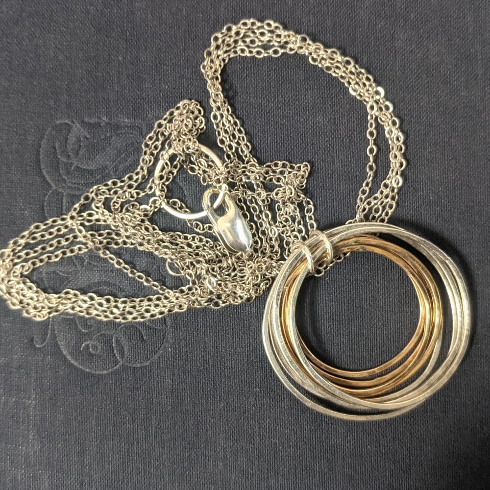 Vintage Long Sterling Silver Necklace Marked 925